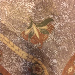 Liz Claiborne Vintage Brown Autumn Flowers Scarf